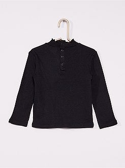 T-shirt a coste con collo arricciato - Kiabi