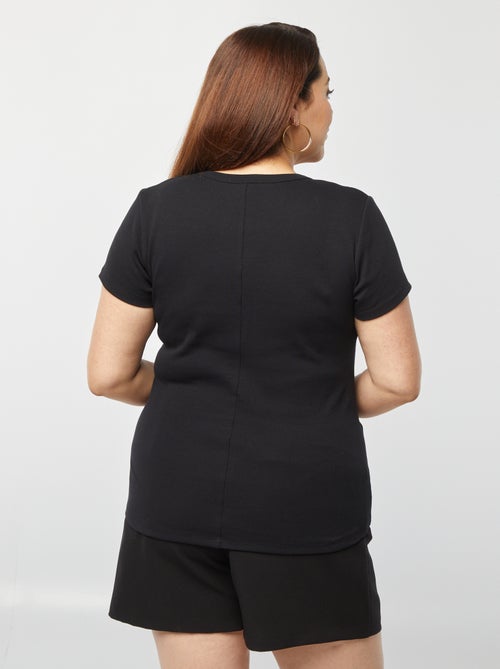 T-shirt a coste con collo con bottoni - Kiabi