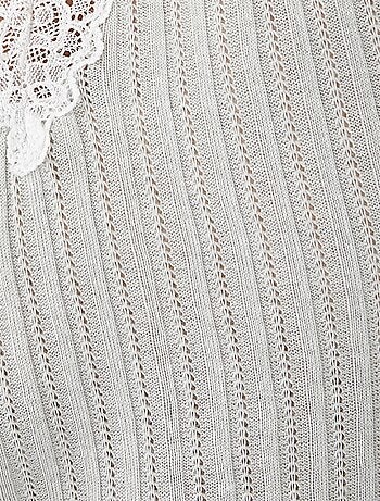 T-shirt a coste con pizzo termolattile 'Damart'
