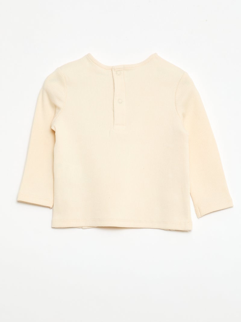 T-shirt a coste con righe Bianco - Kiabi
