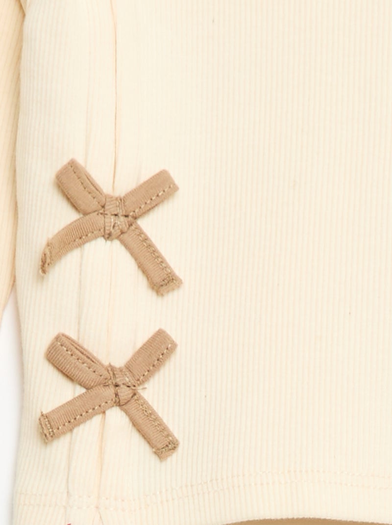 T-shirt a coste con righe Bianco - Kiabi