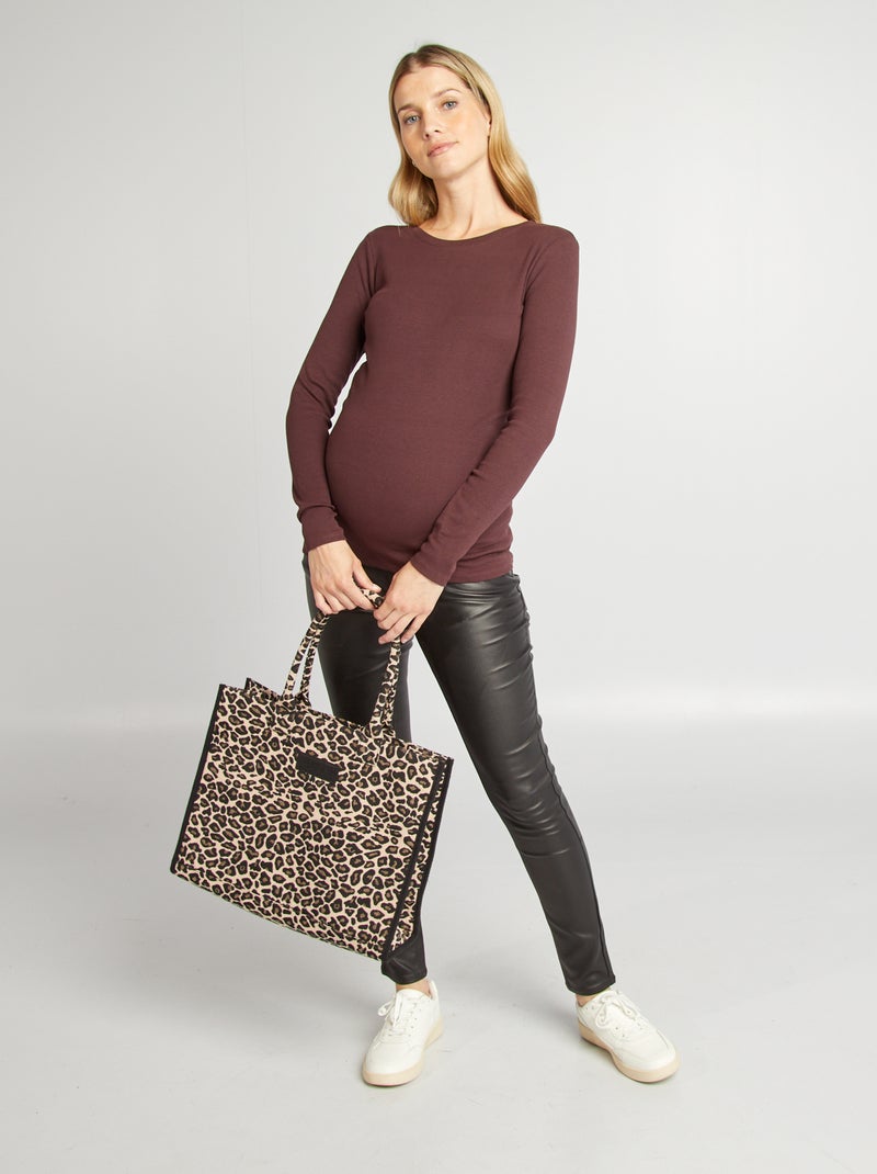 T-shirt a coste con scollo tondo VIOLA - Kiabi