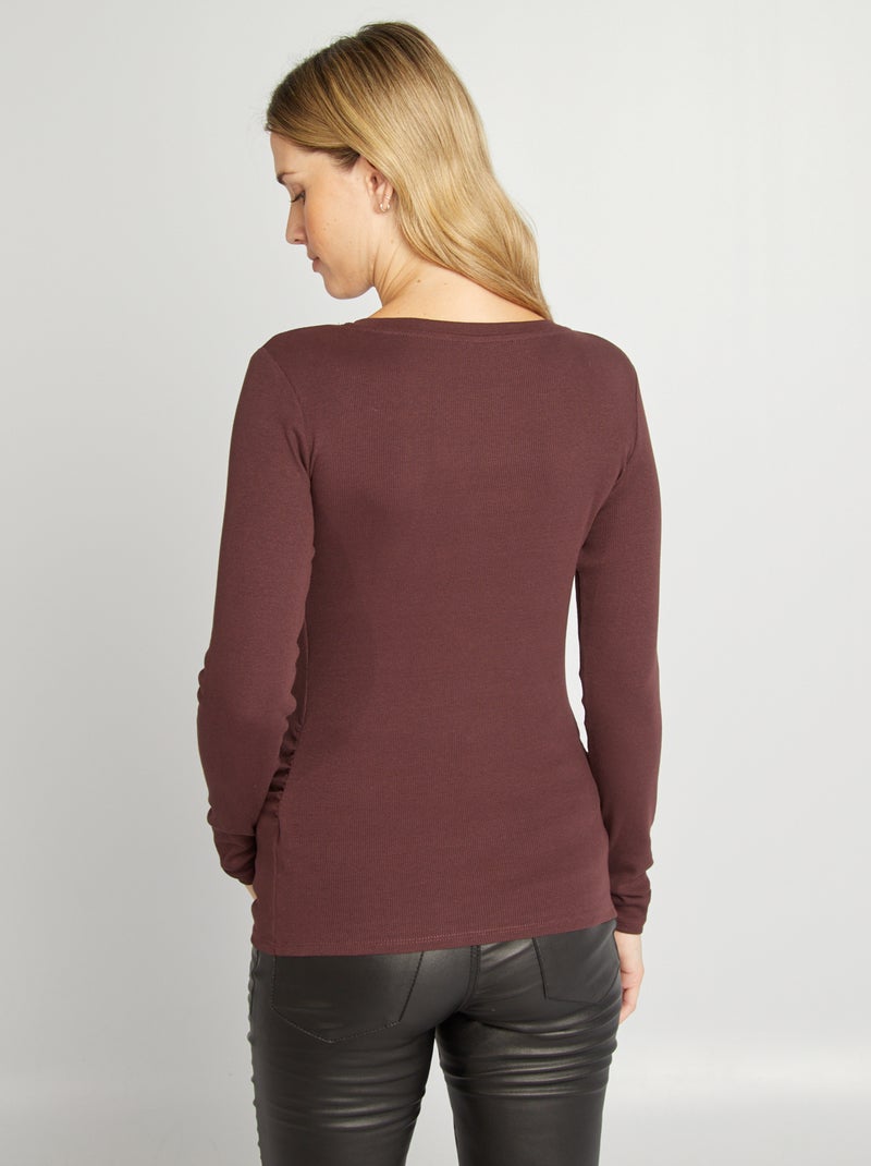 T-shirt a coste con scollo tondo VIOLA - Kiabi