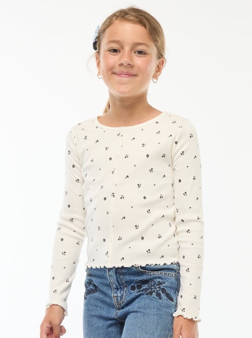 T-shirt a coste floreale - Kiabi