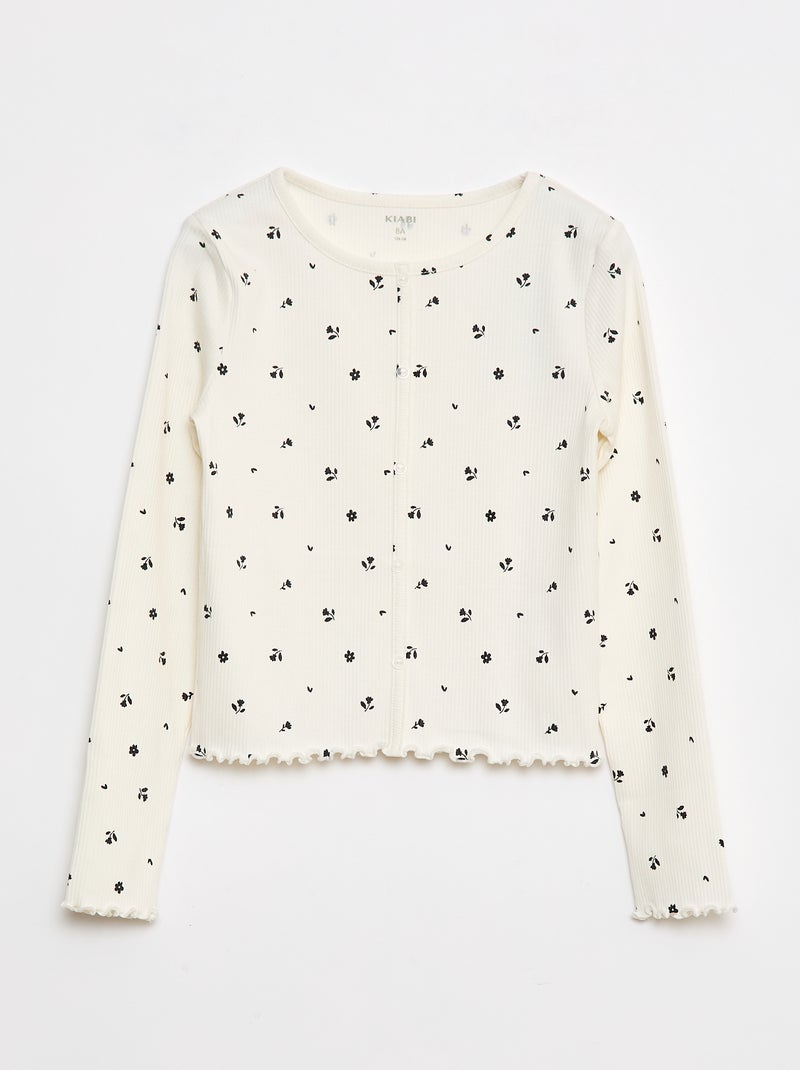 T-shirt a coste floreale Beige - Kiabi