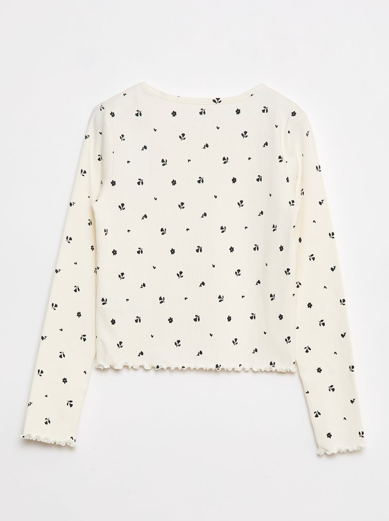 T-shirt a coste floreale Beige - Kiabi