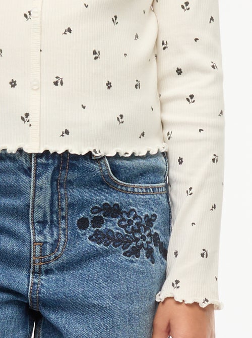 T-shirt a coste floreale - Kiabi