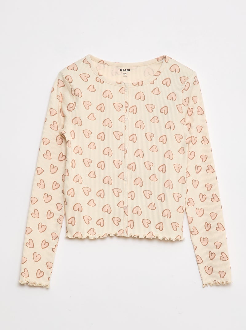 T-shirt a coste floreale Bianco - Kiabi
