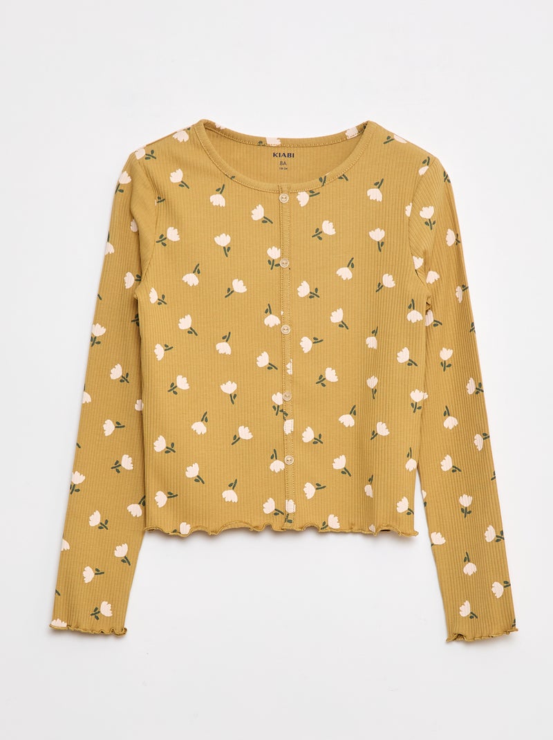 T-shirt a coste floreale Giallo - Kiabi