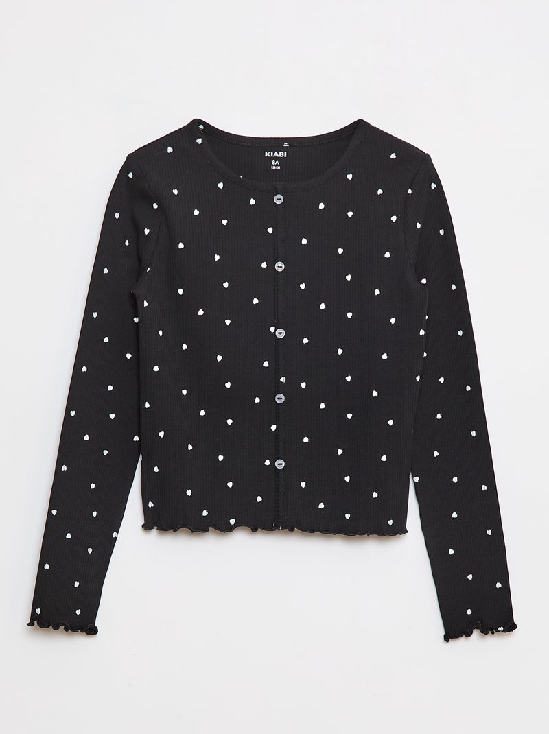 T-shirt a coste floreale Nero - Kiabi