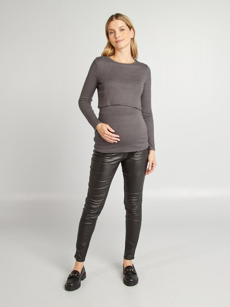 T-shirt a coste per l'allattamento GRIGIO - Kiabi