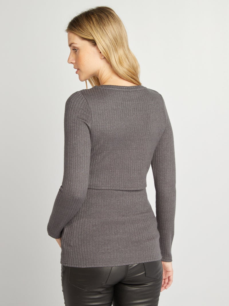 T-shirt a coste per l'allattamento GRIGIO - Kiabi
