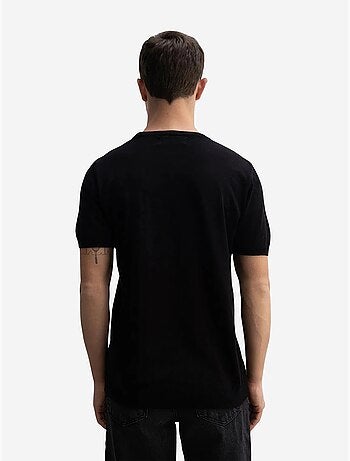 T-shirt a coste tinta unita con girocollo giesto