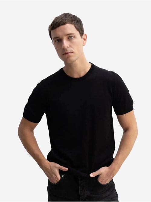 T-shirt a coste tinta unita con girocollo giesto - Kiabi T-shirt a coste tinta unita con girocollo giesto - Kiabi