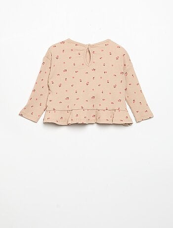 T-shirt a costine a maniche lunghe