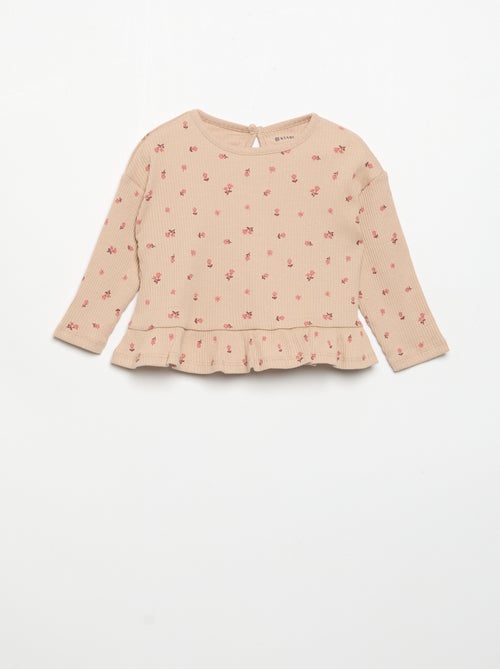 T-shirt a costine a maniche lunghe - Kiabi T-shirt a costine a maniche lunghe - Kiabi