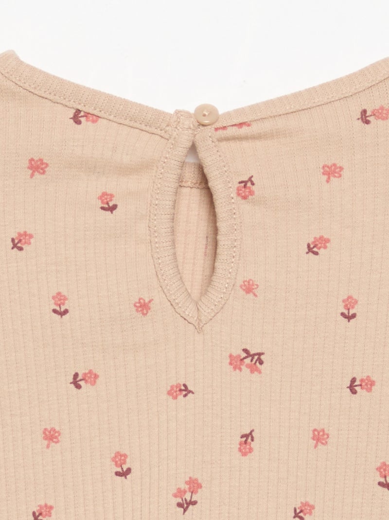 T-shirt a costine a maniche lunghe Beige - Kiabi