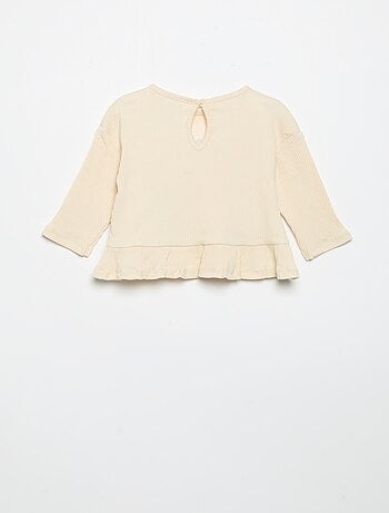 T-shirt a costine a maniche lunghe