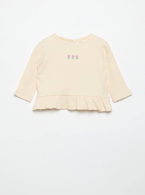 T-shirt a costine a maniche lunghe - Kiabi