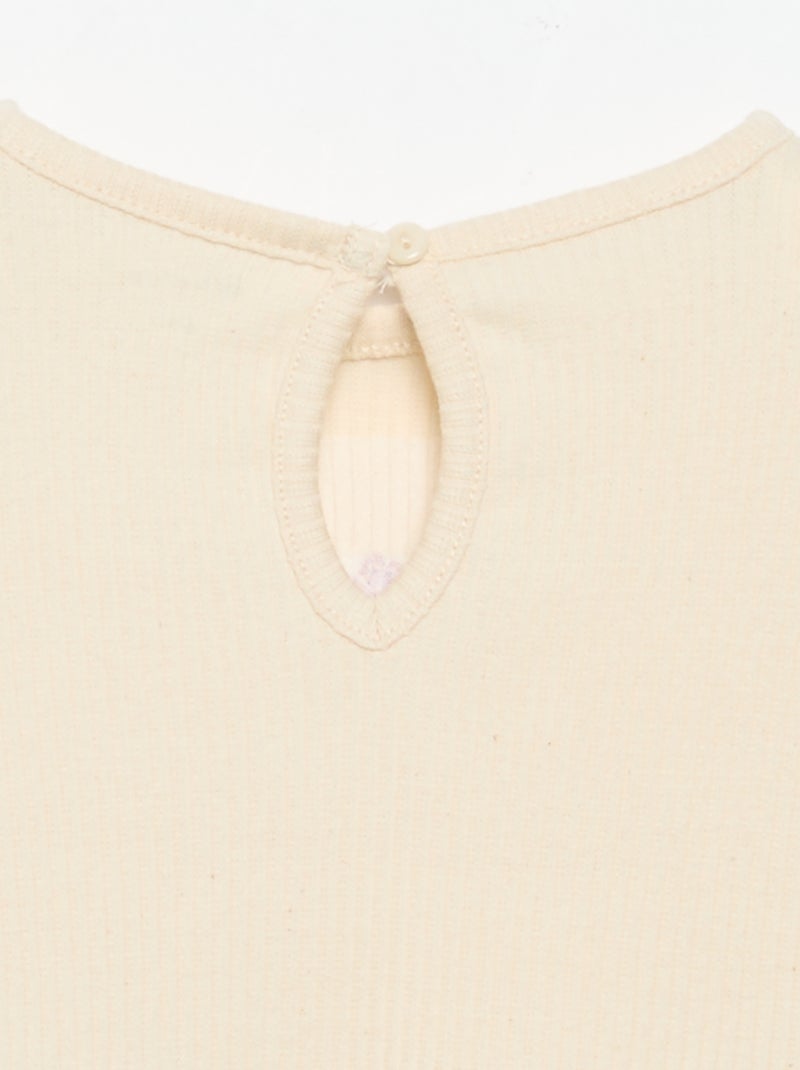 T-shirt a costine a maniche lunghe Bianco - Kiabi