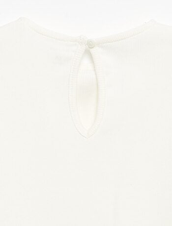 T-shirt a costine a maniche lunghe con fiocco