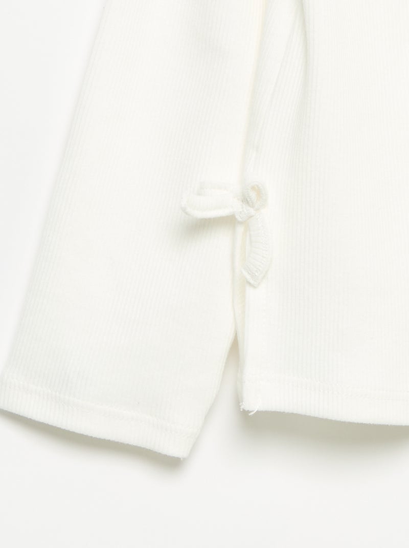 T-shirt a costine a maniche lunghe con fiocco Bianco - Kiabi