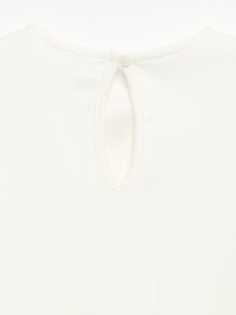 T-shirt a costine a maniche lunghe con fiocco Bianco - Kiabi