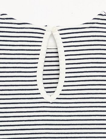 T-shirt a costine a maniche lunghe con fiocco