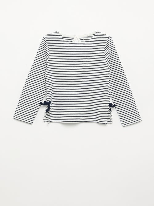 T-shirt a costine a maniche lunghe con fiocco - Kiabi T-shirt a costine a maniche lunghe con fiocco - Kiabi