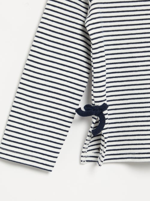 T-shirt a costine a maniche lunghe con fiocco - Kiabi T-shirt a costine a maniche lunghe con fiocco - Kiabi