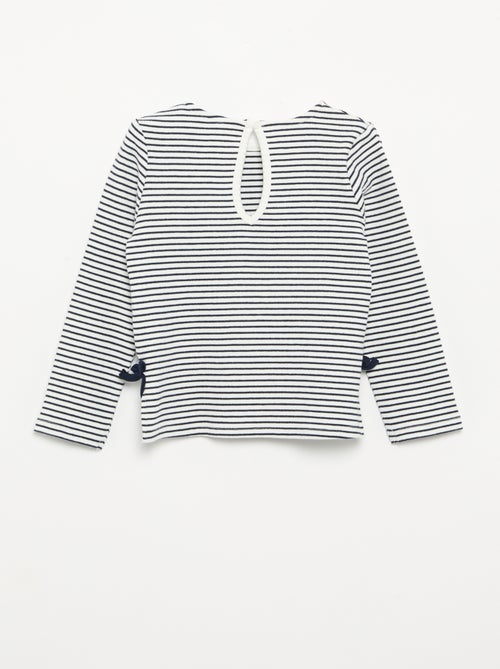 T-shirt a costine a maniche lunghe con fiocco - Kiabi T-shirt a costine a maniche lunghe con fiocco - Kiabi