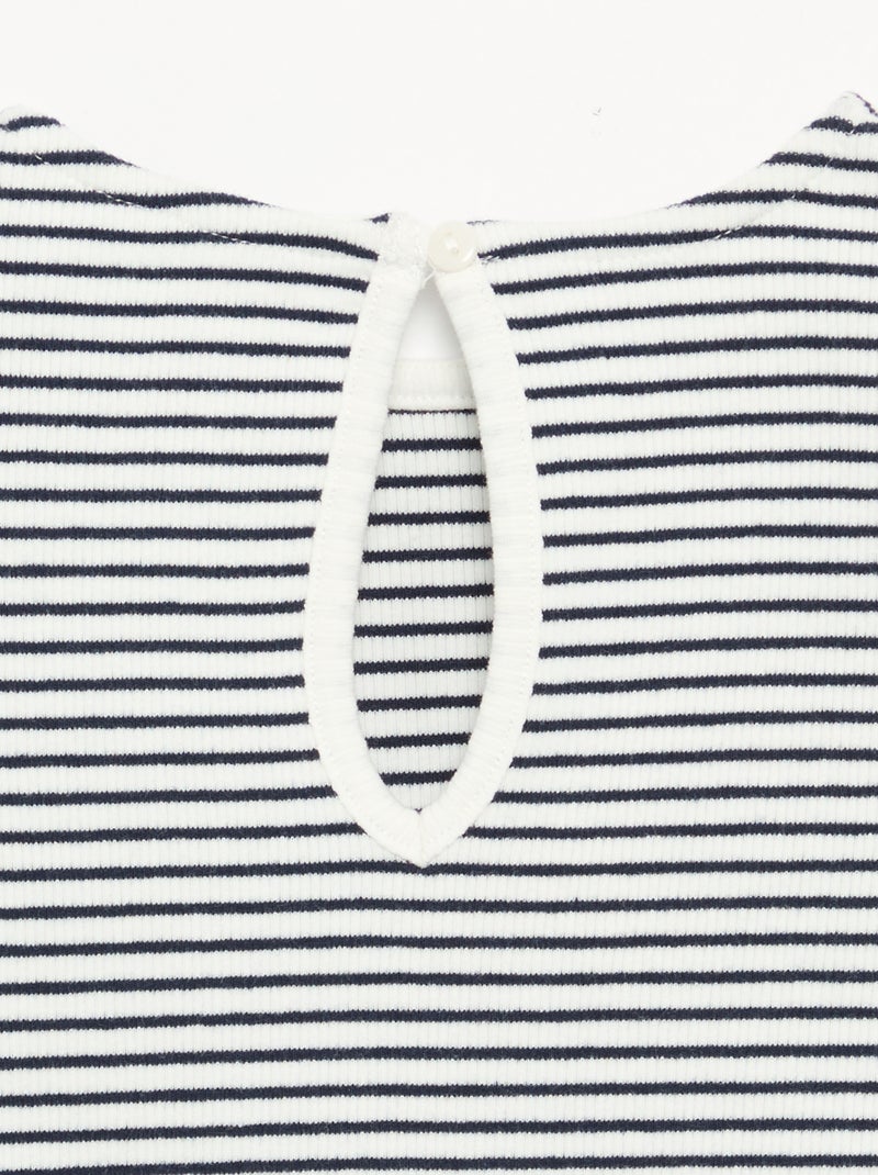 T-shirt a costine a maniche lunghe con fiocco Blu - Kiabi