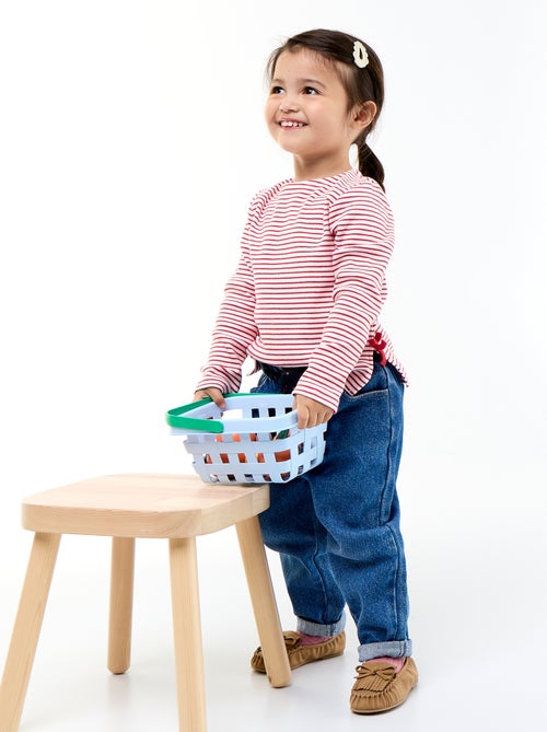 T-shirt a costine a maniche lunghe con fiocco - Kiabi