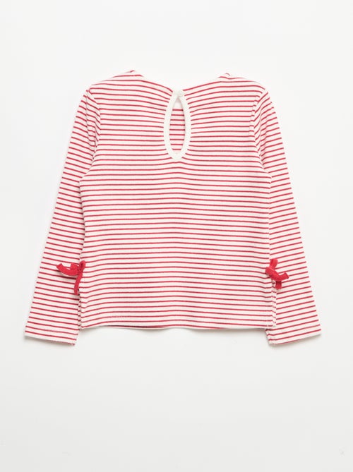 T-shirt a costine a maniche lunghe con fiocco - Kiabi