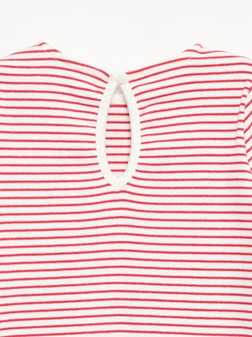 T-shirt a costine a maniche lunghe con fiocco - Kiabi