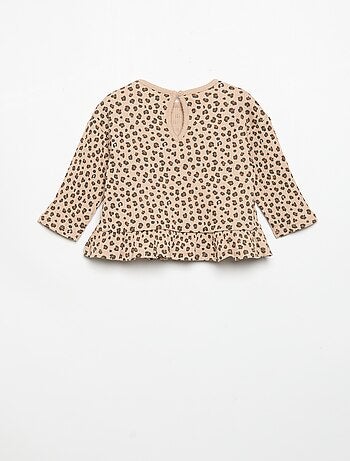 T-shirt a costine a maniche lunghe