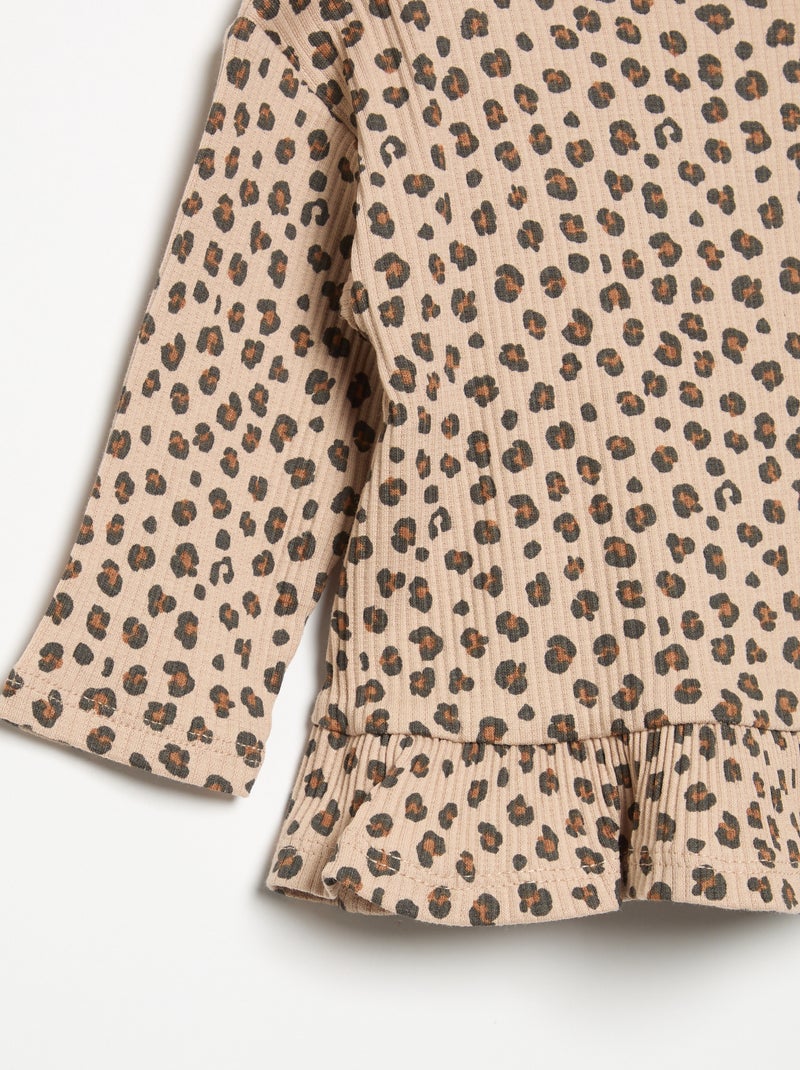 T-shirt a costine a maniche lunghe Marrone - Kiabi