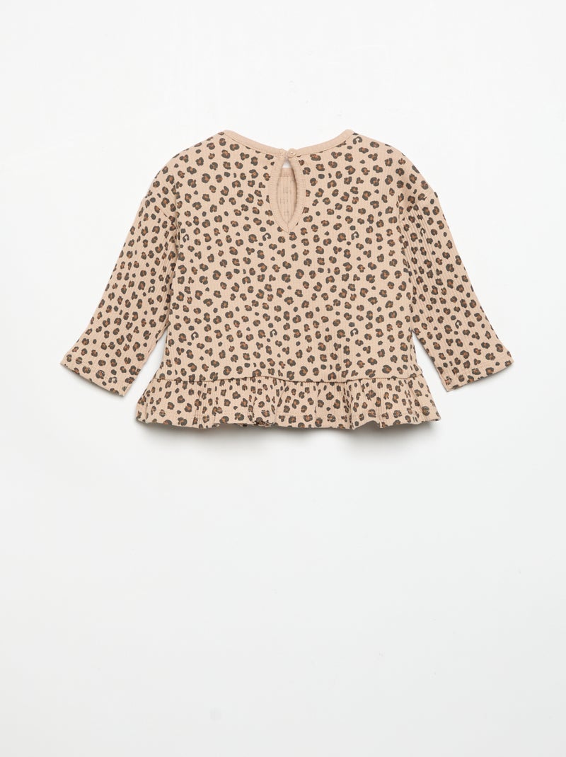 T-shirt a costine a maniche lunghe Marrone - Kiabi