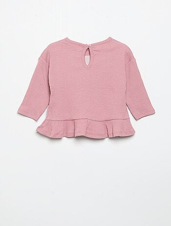 T-shirt a costine a maniche lunghe