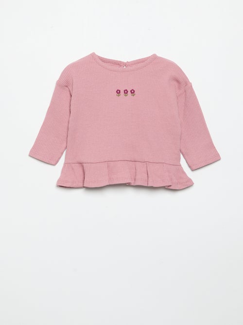 T-shirt a costine a maniche lunghe - Kiabi T-shirt a costine a maniche lunghe - Kiabi