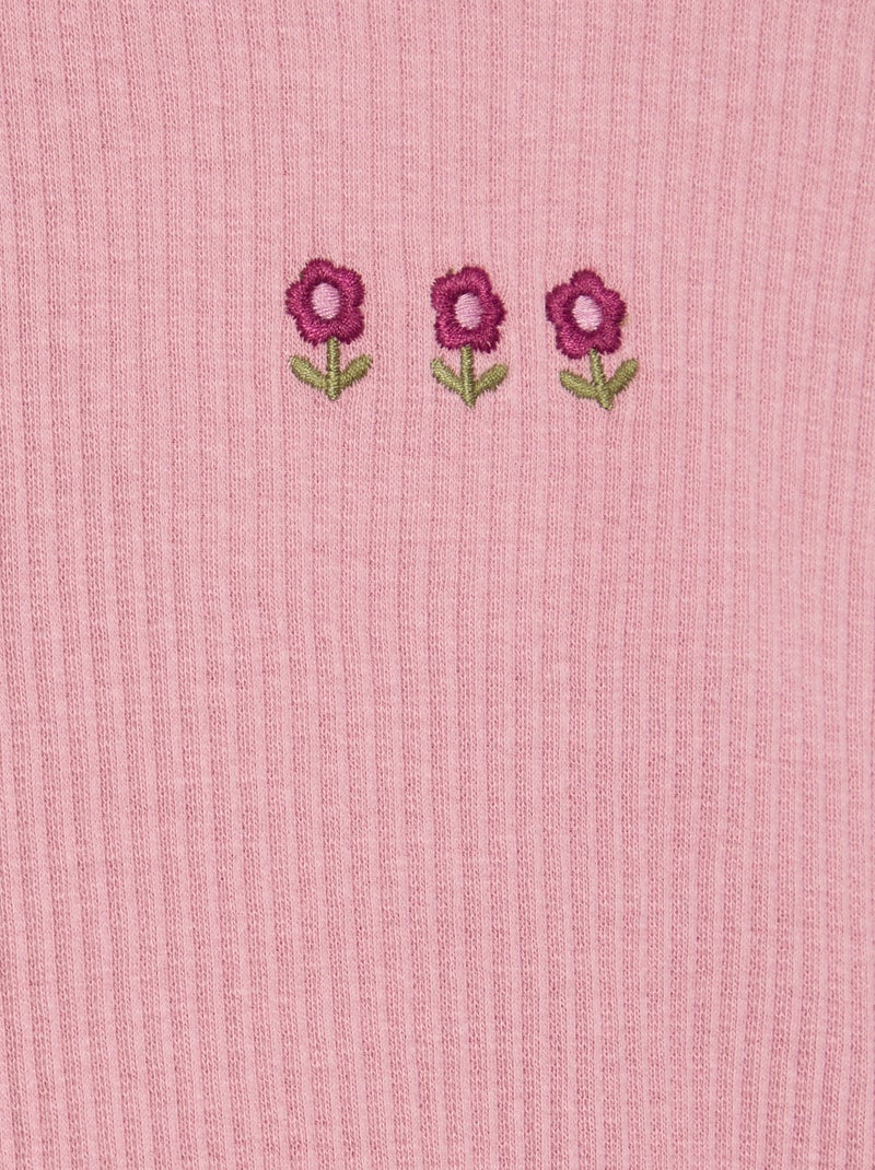 T-shirt a costine a maniche lunghe Rosa - Kiabi