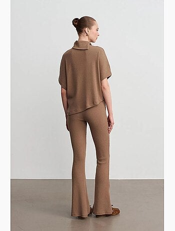 T-shirt a costine collo alto manica corta dilvin