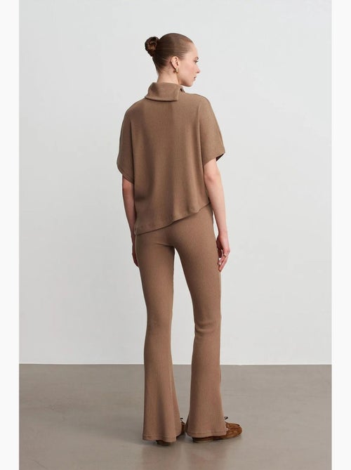 T-shirt a costine collo alto manica corta dilvin - Kiabi