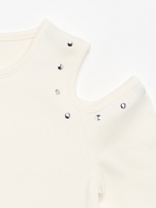 T-shirt a costine con borchie e spalle scoperte - Kiabi