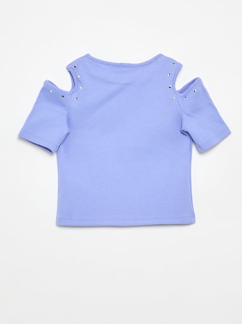 T-shirt a costine con borchie e spalle scoperte - Kiabi