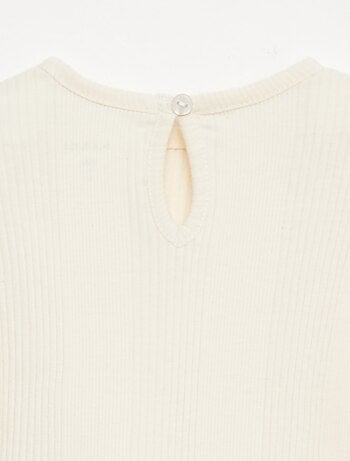 T-shirt a costine con bordi a volant