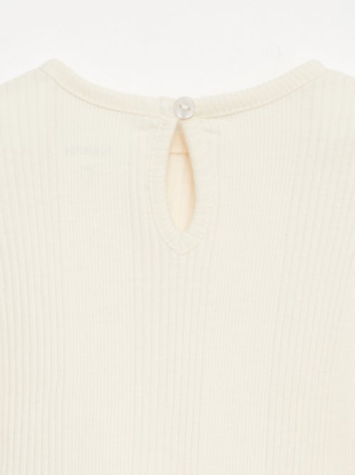 T-shirt a costine con bordi a volant - Kiabi