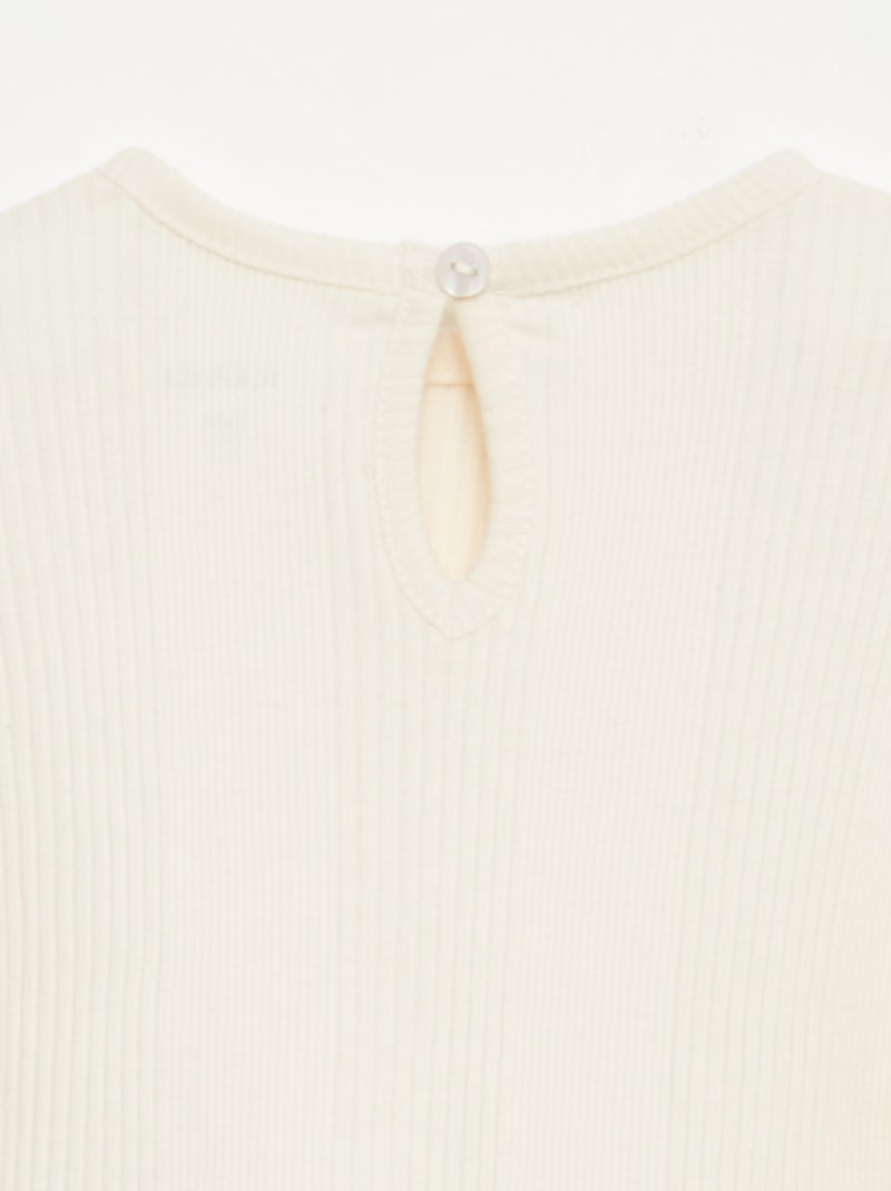 T-shirt a costine con bordi a volant Beige - Kiabi