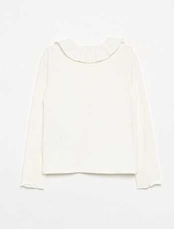 T-shirt a costine con colletto