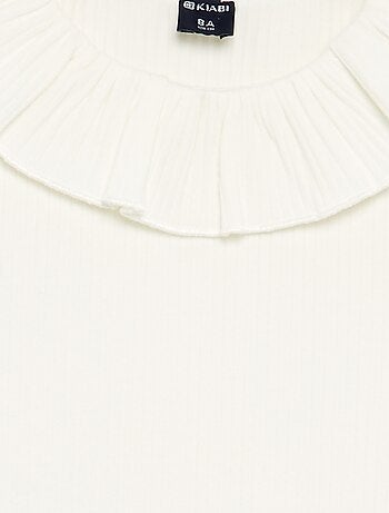 T-shirt a costine con colletto